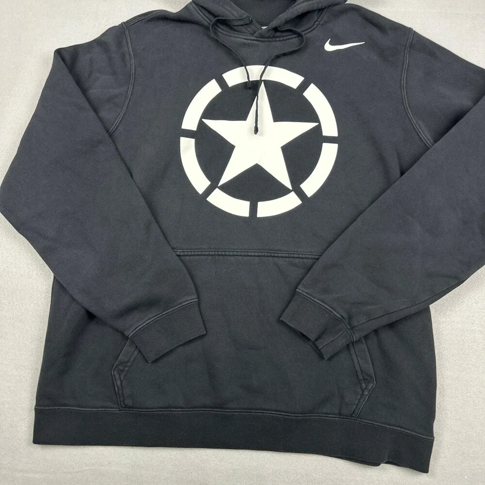 Army Black Knights Hoodie Men Large Black Nike Star Circle West Point Airborne L
